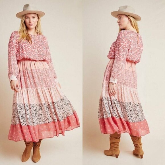 ANTNROPOLOGIE DOLAN Collection Jodie billowy silhouette Maxi Dress Sz 1X - Picture 1 of 12